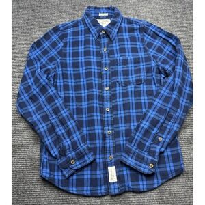 Abercrombie & Fitch Shirt Mens Medium Blue Navy Muscle Fit Flannel Plaid Casual